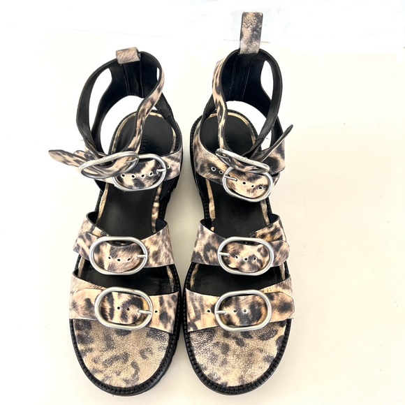 ALLSAINTS Raquel Gladiator Leopard Print Leather Strap Buckle Open Sandal Sz 40 - Picture 6 of 13
